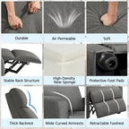 Fauteuil inclinable moderne en tissu avec siège à ressorts ensachés et repose-pieds réglable