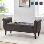 Banc de rangement capitonné avec accoudoirs, banc d'entrée avec couvercle à charnière touffeté de 128 cm