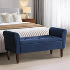 Banc de rangement capitonné avec accoudoirs, banc d'entrée avec couvercle à charnière touffeté de 128 cm