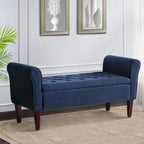 Banc de rangement capitonné avec accoudoirs, banc d'entrée avec couvercle à charnière touffeté de 128 cm