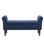 Banc de rangement capitonné avec accoudoirs, banc d'entrée avec couvercle à charnière touffeté de 128 cm