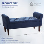 Banc de rangement capitonné avec accoudoirs, banc d'entrée avec couvercle à charnière touffeté de 128 cm
