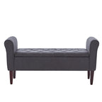 Banc de rangement capitonné avec accoudoirs, banc d'entrée avec couvercle à charnière touffeté de 128 cm