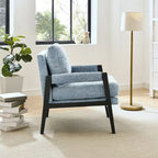 Fauteuil d'appoint rembourré en chenille, de style Mid-Century Modern, avec coussin de dossier amovible