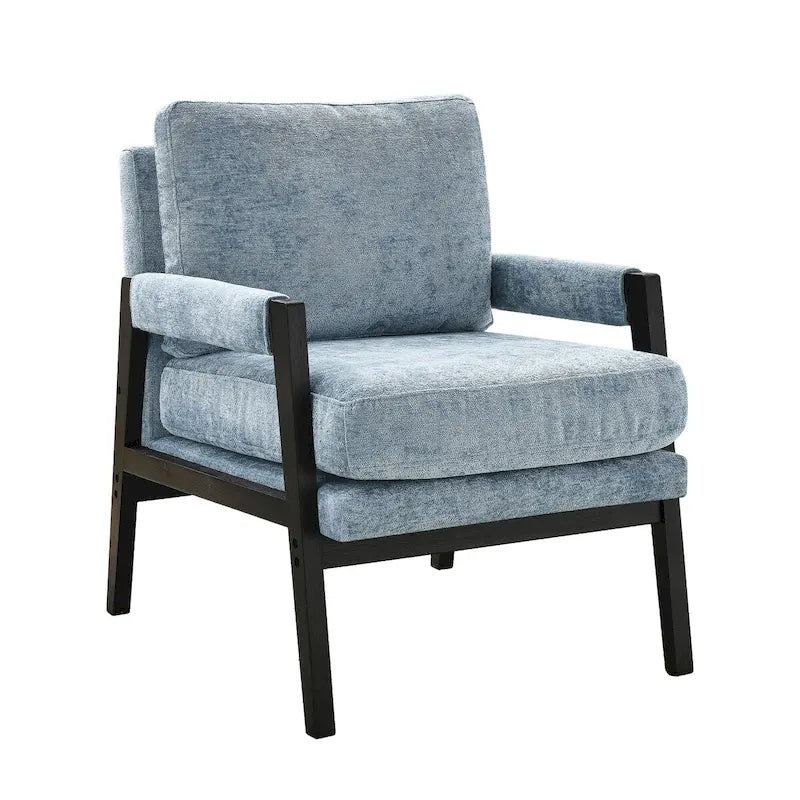 Fauteuil d'appoint rembourré en chenille, de style Mid-Century Modern, avec coussin de dossier amovible