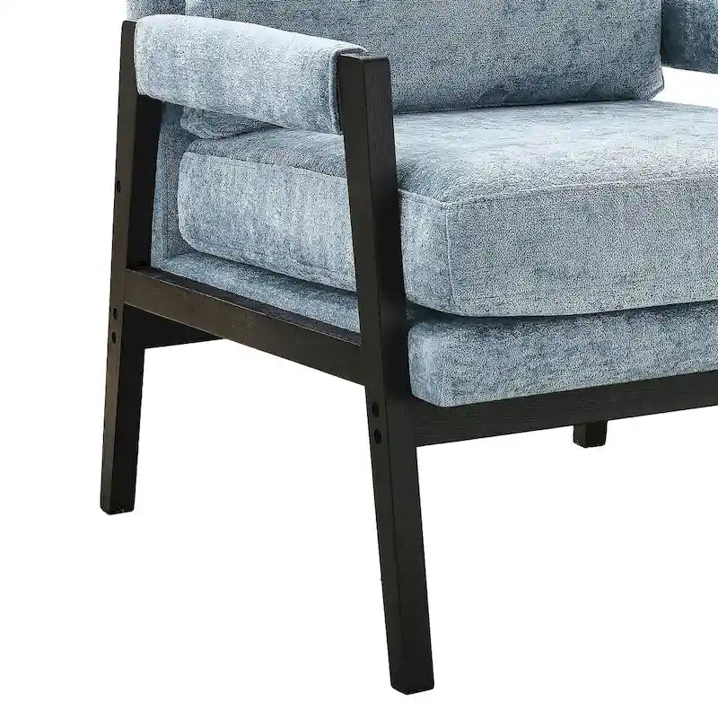 Fauteuil d'appoint rembourré en chenille, de style Mid-Century Modern, avec coussin de dossier amovible