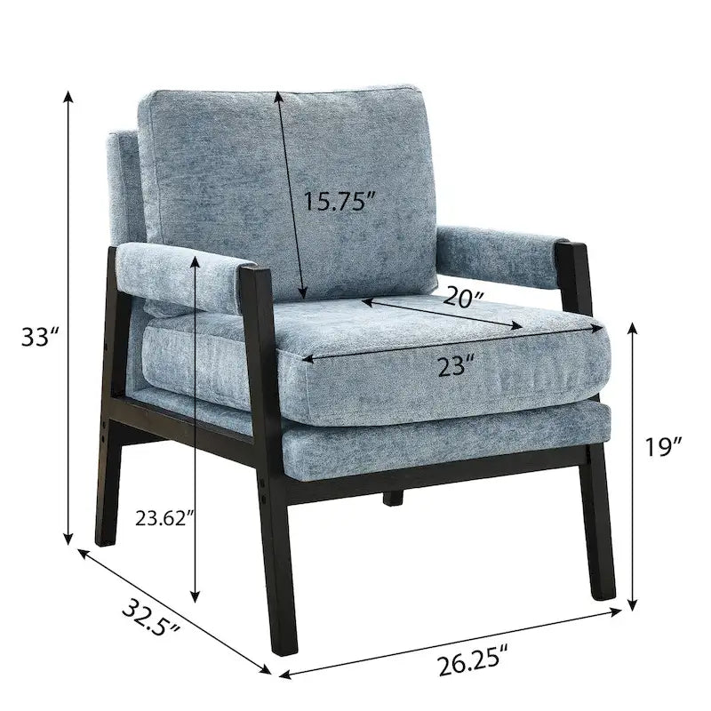 Fauteuil d'appoint rembourré en chenille, de style Mid-Century Modern, avec coussin de dossier amovible