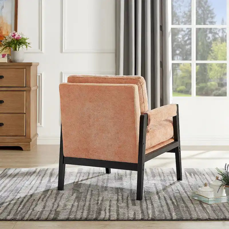 Fauteuil d'appoint rembourré en chenille, de style Mid-Century Modern, avec coussin de dossier amovible