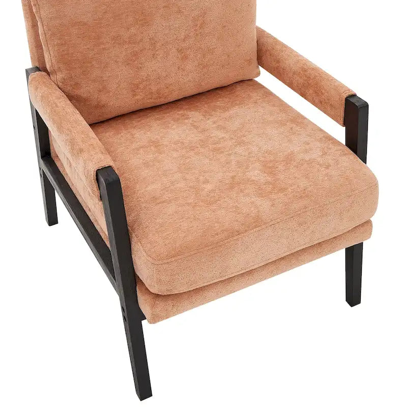 Fauteuil d'appoint rembourré en chenille, de style Mid-Century Modern, avec coussin de dossier amovible