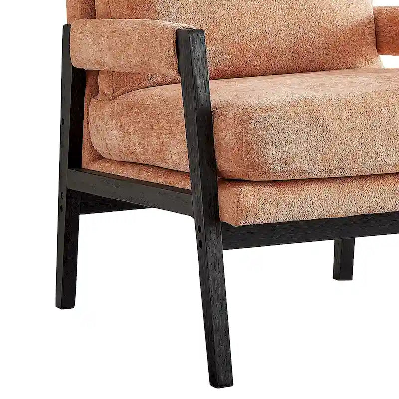 Fauteuil d'appoint rembourré en chenille, de style Mid-Century Modern, avec coussin de dossier amovible