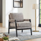 Fauteuil d'appoint rembourré en chenille, de style Mid-Century Modern, avec coussin de dossier amovible