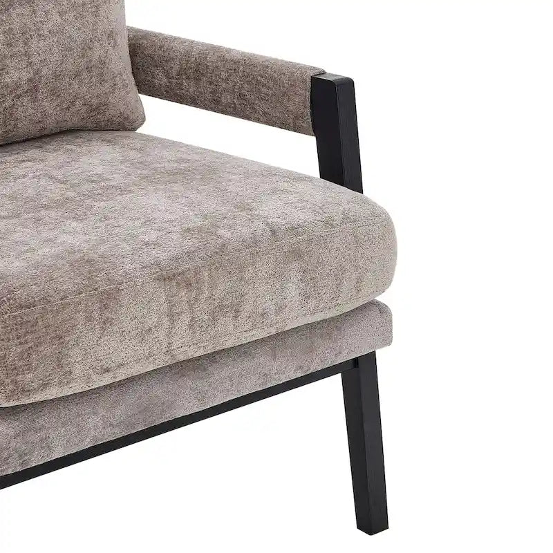 Fauteuil d'appoint rembourré en chenille, de style Mid-Century Modern, avec coussin de dossier amovible