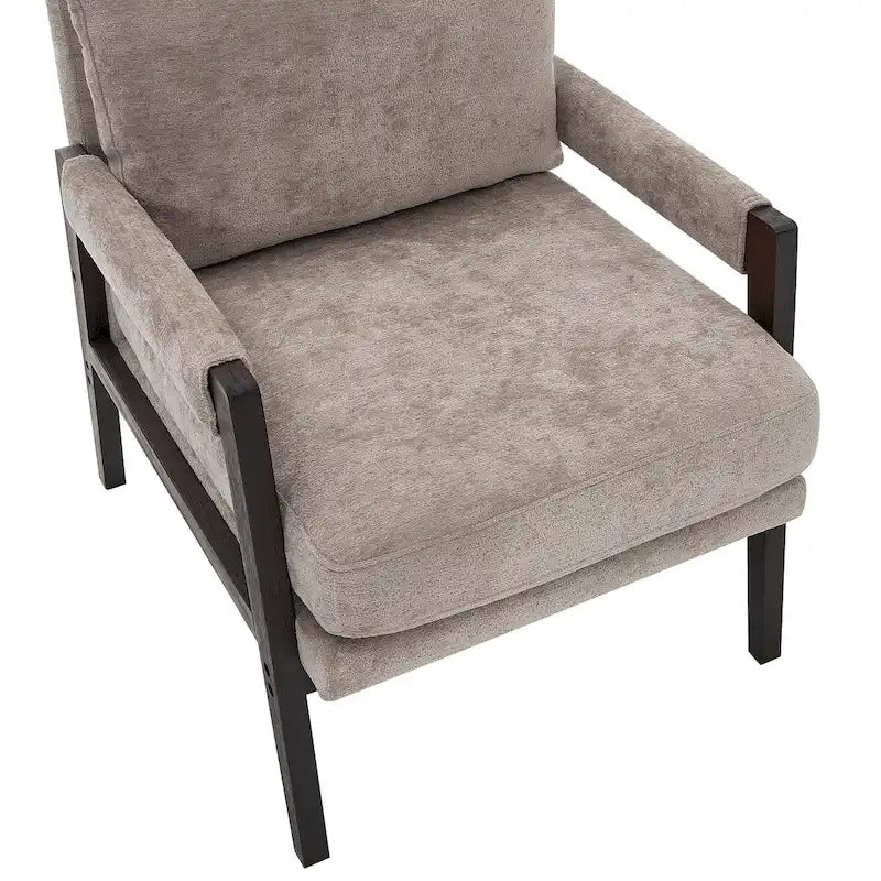 Fauteuil d'appoint rembourré en chenille, de style Mid-Century Modern, avec coussin de dossier amovible