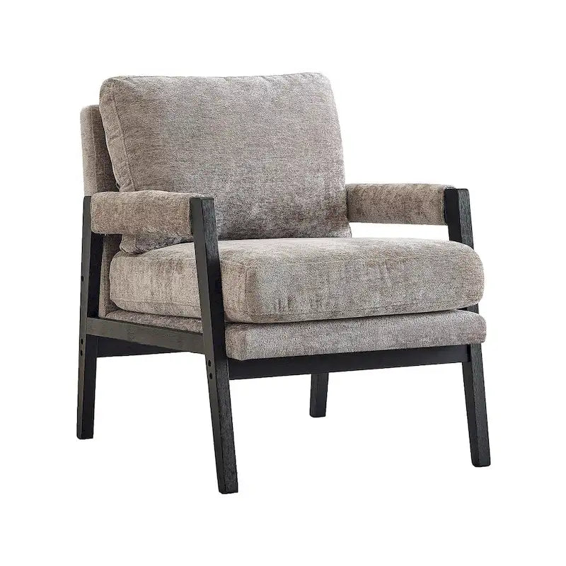 Fauteuil d'appoint rembourré en chenille, de style Mid-Century Modern, avec coussin de dossier amovible