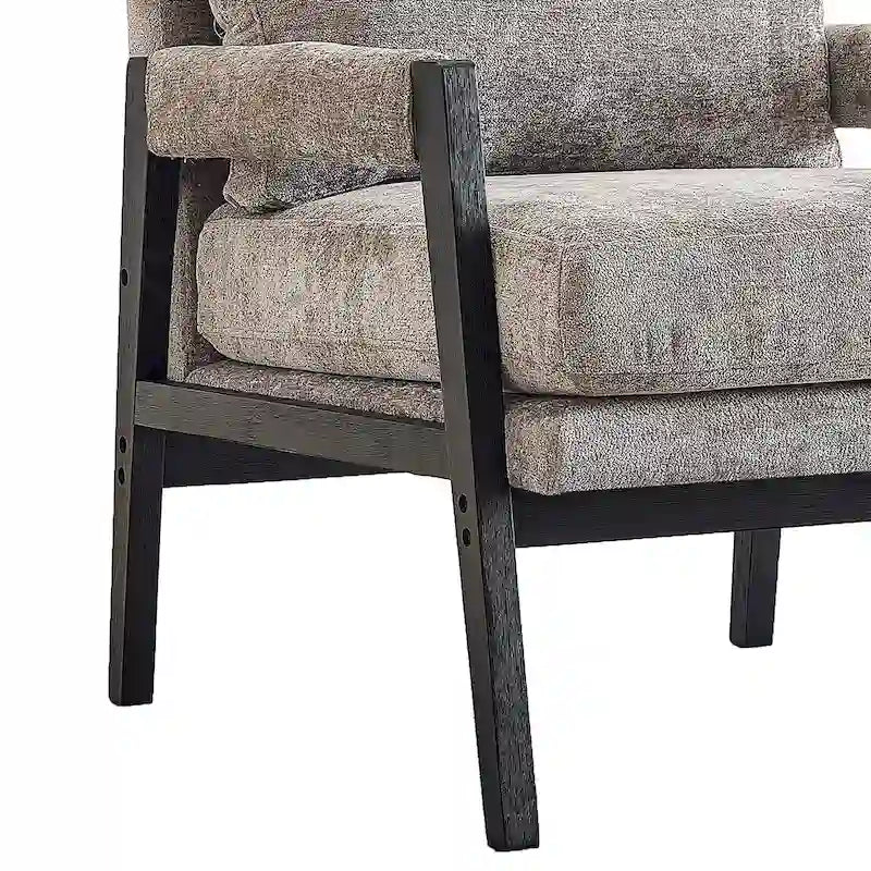 Fauteuil d'appoint rembourré en chenille, de style Mid-Century Modern, avec coussin de dossier amovible