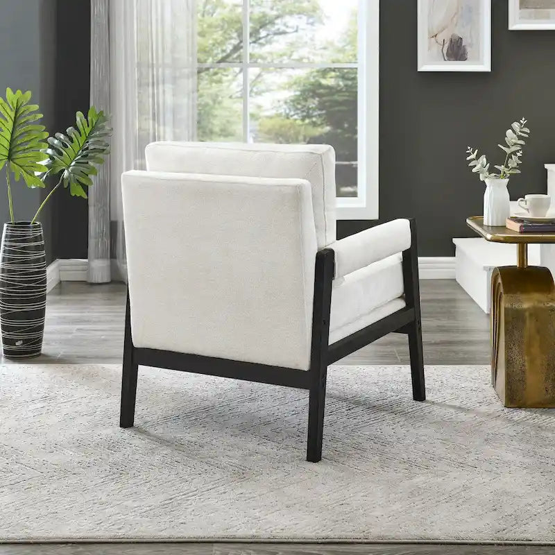 Fauteuil d'appoint rembourré en chenille, de style Mid-Century Modern, avec coussin de dossier amovible