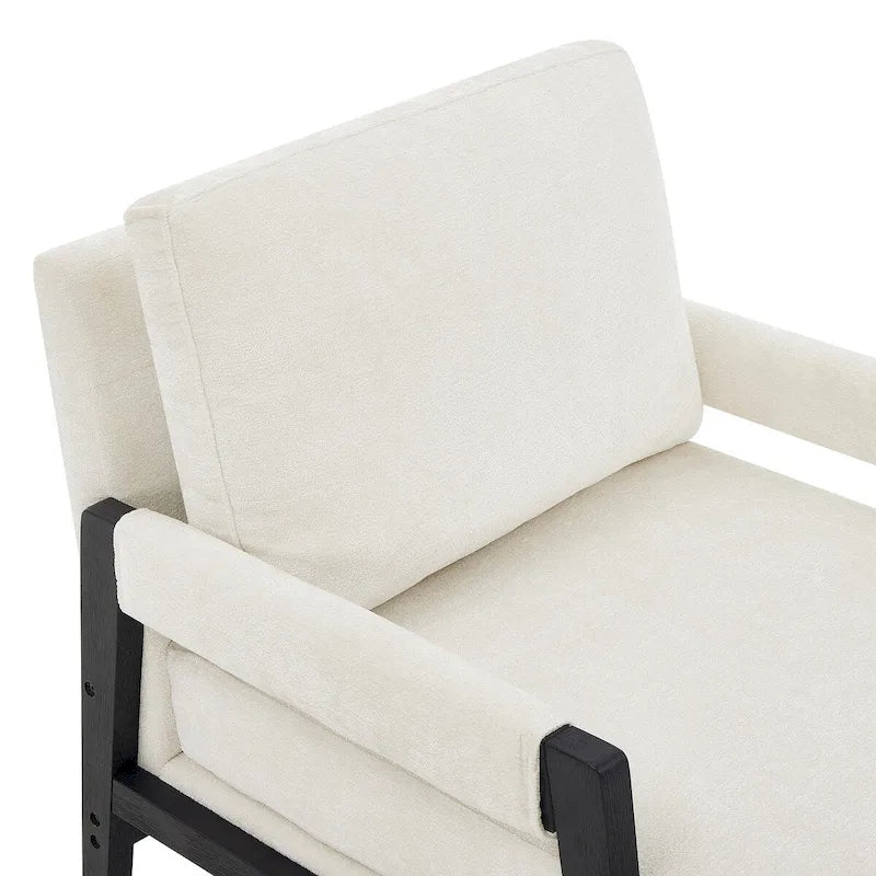 Fauteuil d'appoint rembourré en chenille, de style Mid-Century Modern, avec coussin de dossier amovible