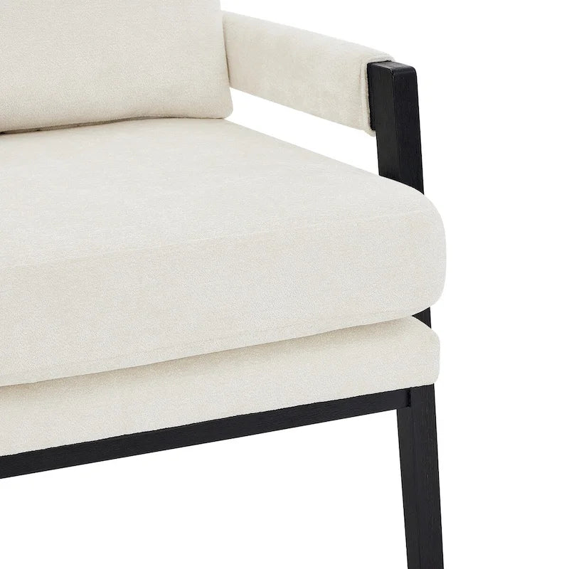 Fauteuil d'appoint rembourré en chenille, de style Mid-Century Modern, avec coussin de dossier amovible