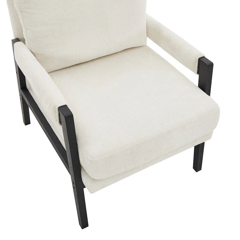 Fauteuil d'appoint rembourré en chenille, de style Mid-Century Modern, avec coussin de dossier amovible
