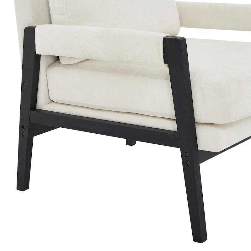 Fauteuil d'appoint rembourré en chenille, de style Mid-Century Modern, avec coussin de dossier amovible