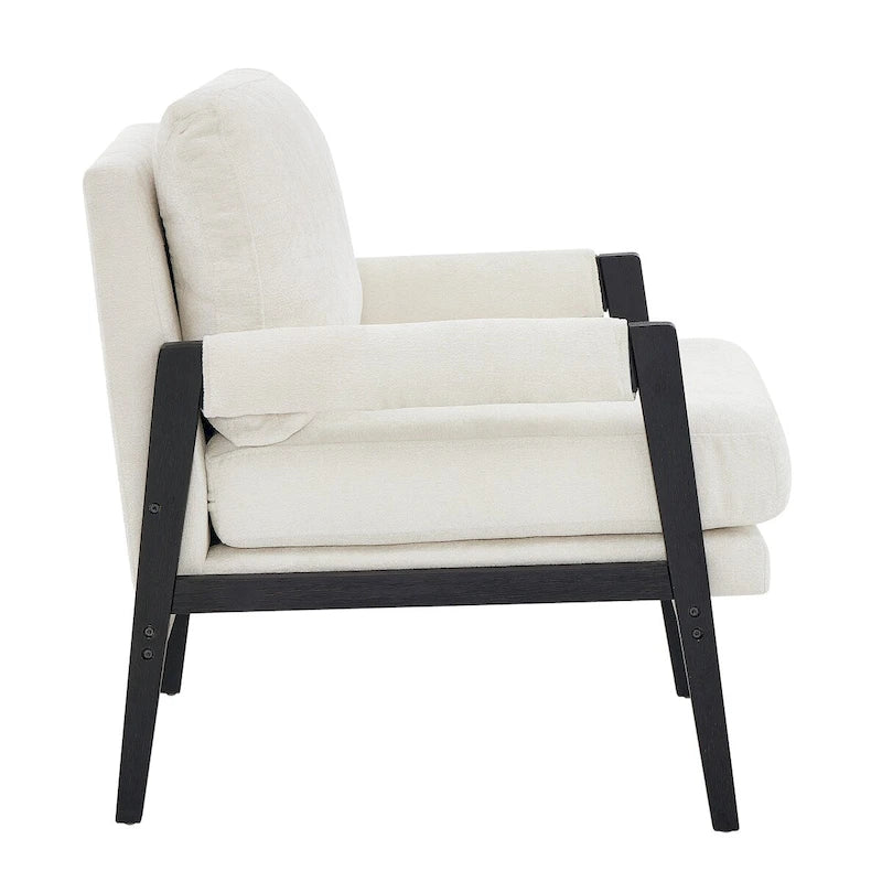 Fauteuil d'appoint rembourré en chenille, de style Mid-Century Modern, avec coussin de dossier amovible