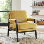 Fauteuil d'appoint rembourré en chenille, de style Mid-Century Modern, avec coussin de dossier amovible