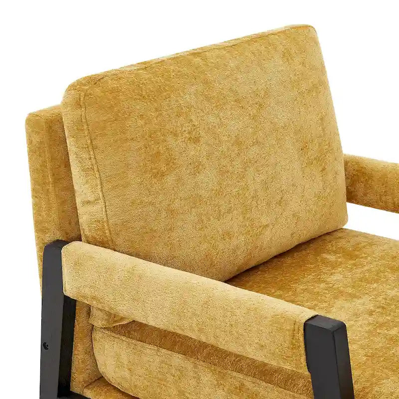 Fauteuil d'appoint rembourré en chenille, de style Mid-Century Modern, avec coussin de dossier amovible