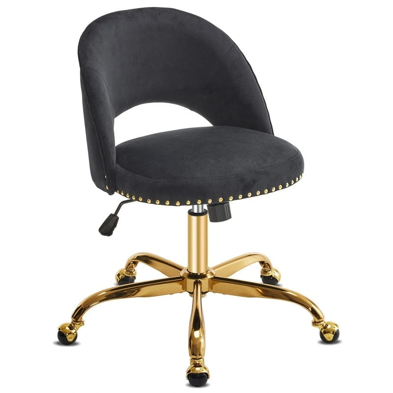 Chaise de bureau en velours Fauteuil de bureau pivotant Fauteuil moderne en tissu mignon Chaises de bureau à domicile avec roulettes