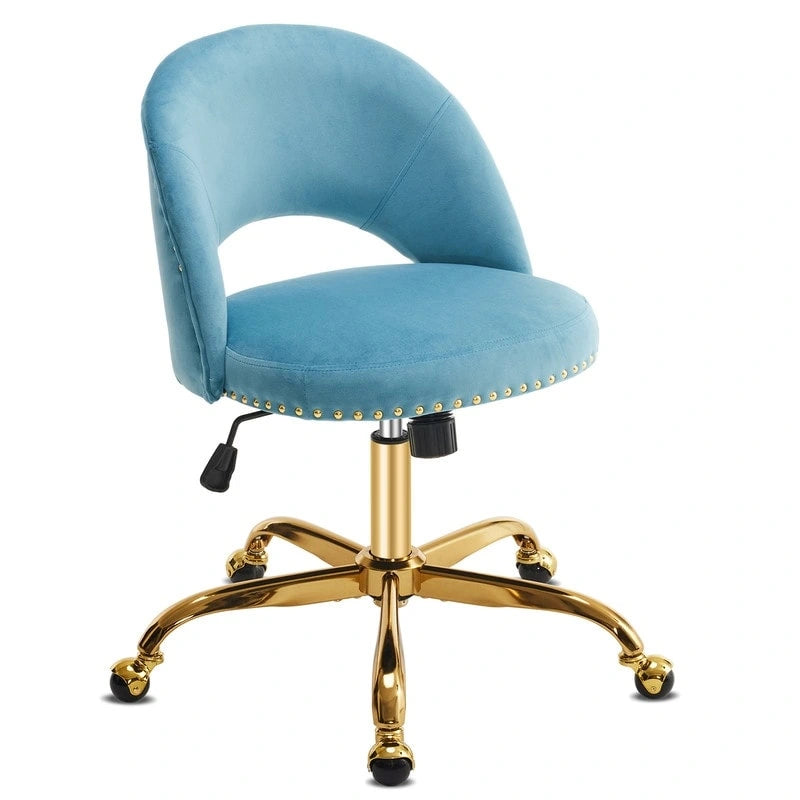 Chaise de bureau en velours Fauteuil de bureau pivotant Fauteuil moderne en tissu mignon Chaises de bureau à domicile avec roulettes