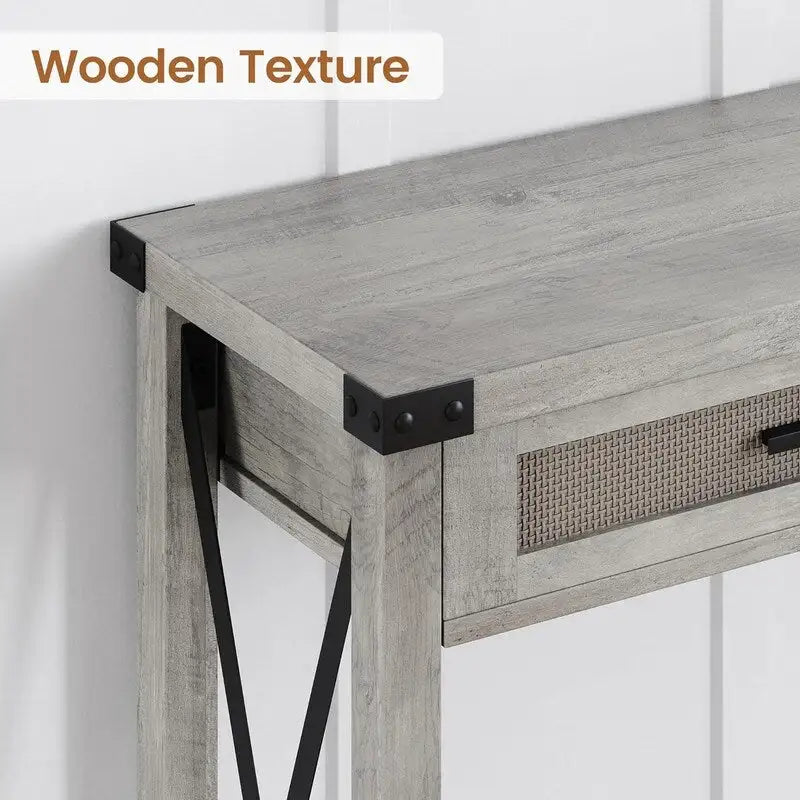 Console d'entrée bohème avec tiroirs en rotin, table console pour l'entrée